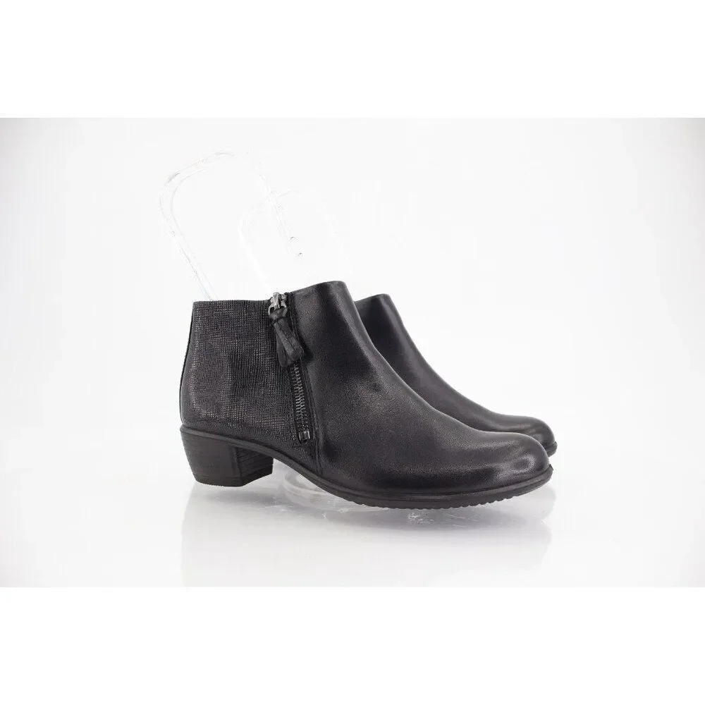 Ecco Women's Shape M Boots Size 36 5 Block Heel Black Leather Bootie Comfy Shoe
